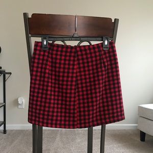 Red and Black Plaid/Checkered Mini Skirt